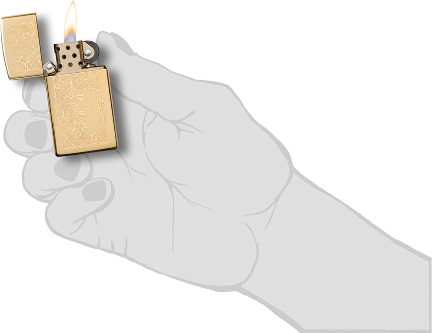 Zippo Venetian Slim High Polish Brass Pocket Lighter