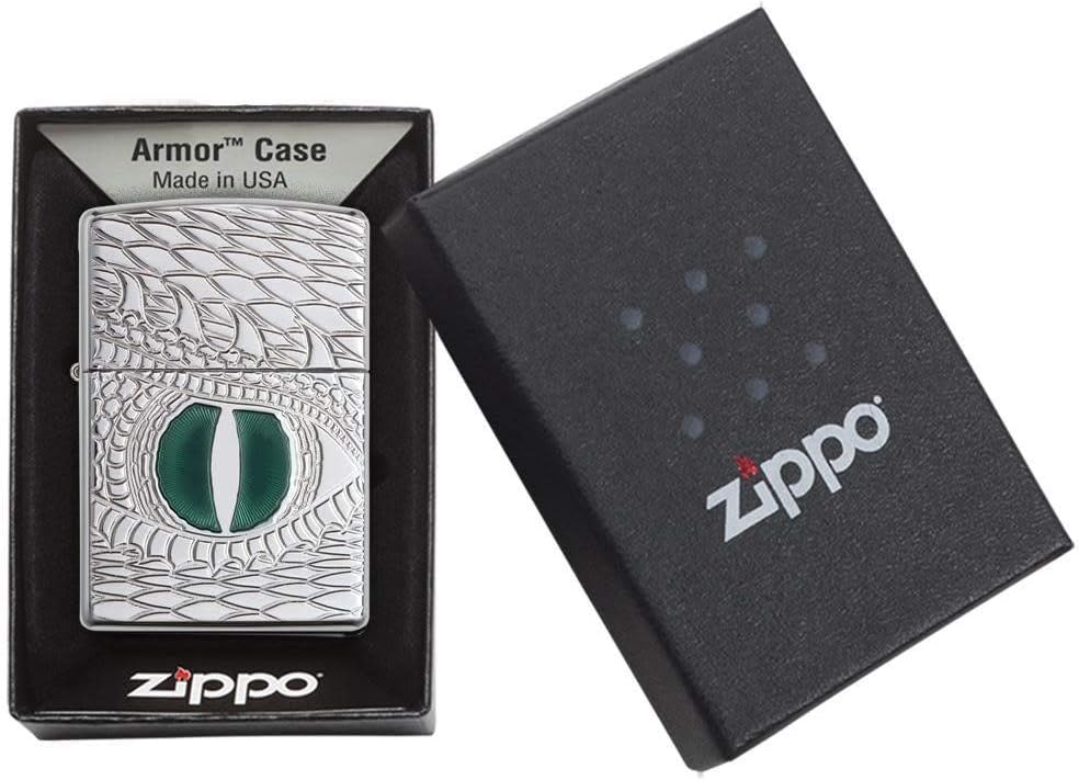 Zippo Armor Dragon's Eye Pocket Lighter, High Polish Chrome