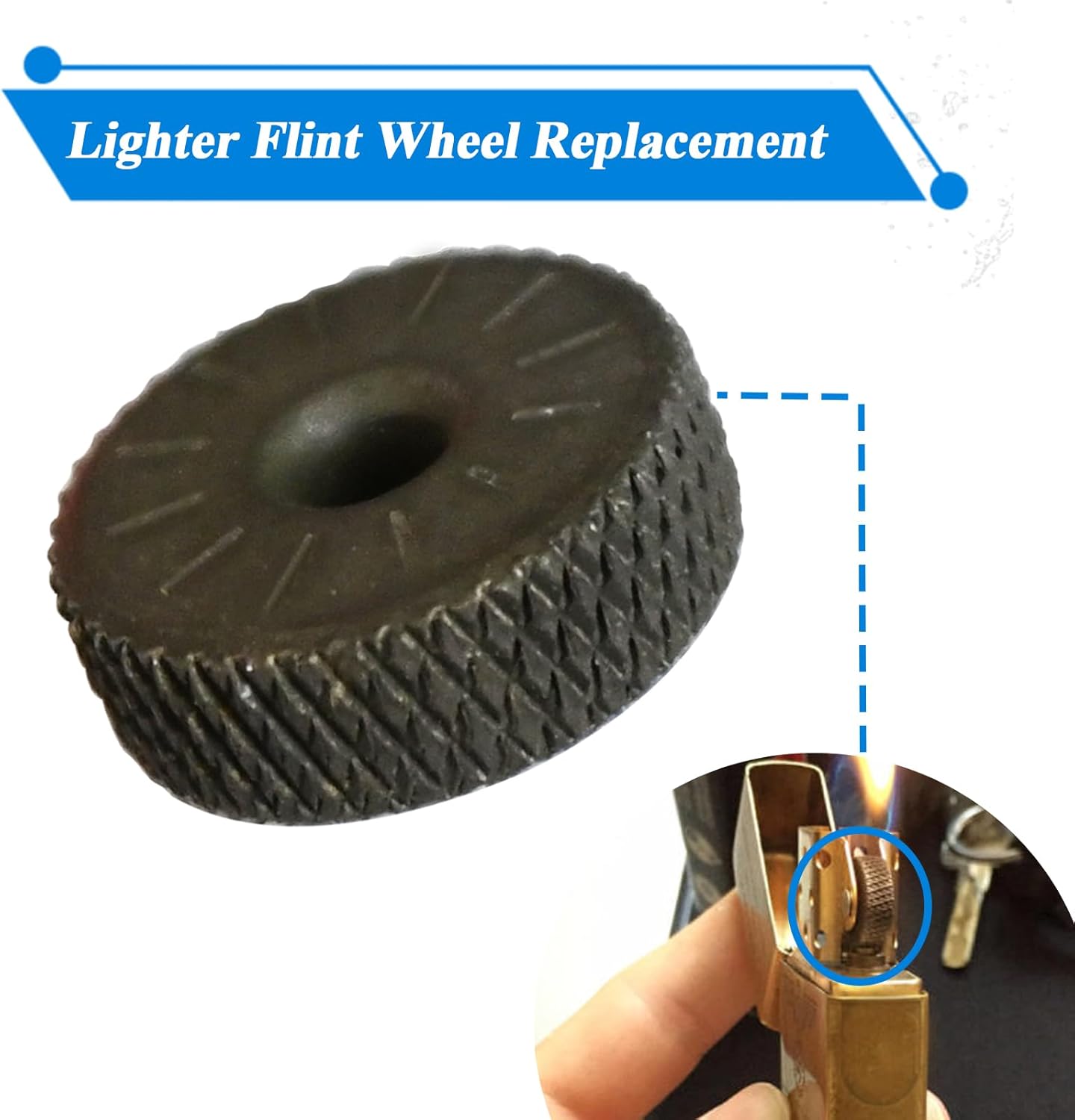 Universal Lighter Replacement Repair Kit for Oil Lighters, Black Flint Wheel