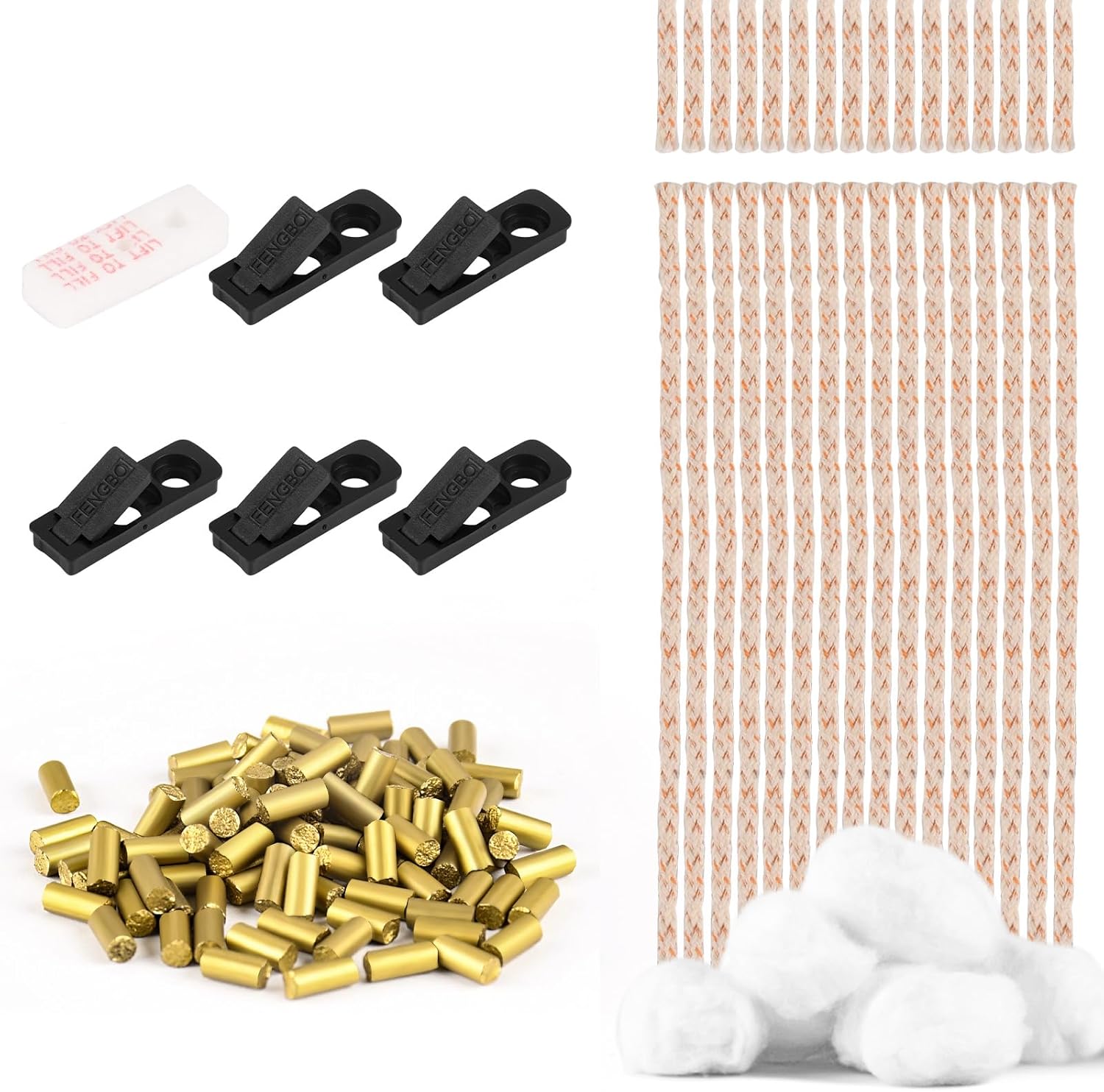 Ultimate Lighter Repair Kit for Kerosene Lighter Replacement Consumption（100Pcs Flint, 30Pcs Wick, Cotton Wadding & 5pcs Rubber Felt Pad）