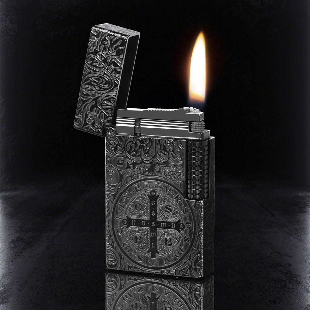 YUSUD Carved Constantine Lighter, Vintage Trench Lighters, Copper Unique Lighters One Piece Kerosene Fluid Refill, Cool Lighter for Men Dad - Antique Heavy Duty Armor Style