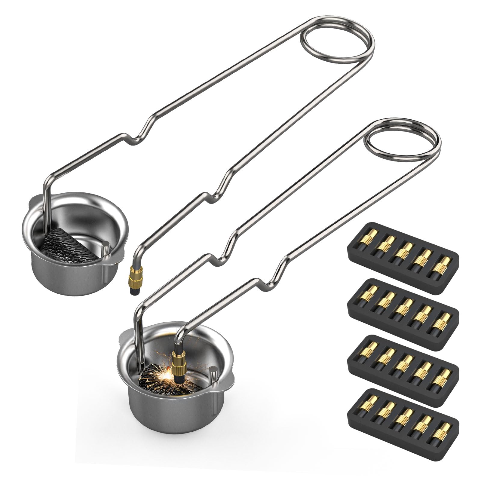 Single Flint Striker Spark Lighter, 2PCS Flint Torch Igniter with 20 Extra Flint Refills, for Welding, Brazing, and Soldering(2 Square Flint Strikers + 20 Replacement Flints)