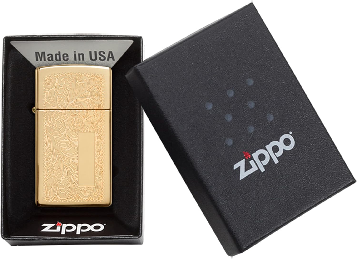 Zippo Venetian Slim High Polish Brass Pocket Lighter