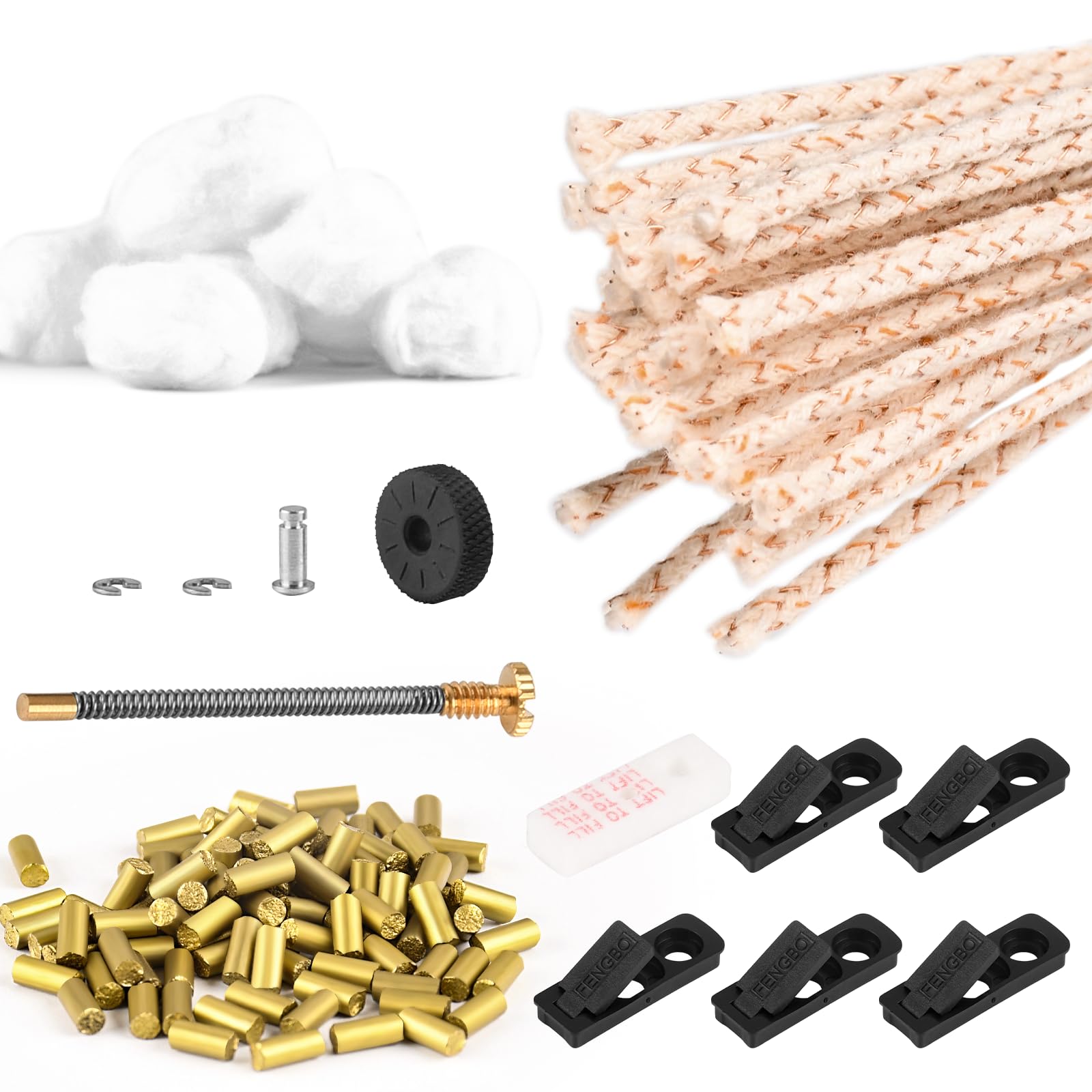 Ultimate Lighter Repair Kit for Kerosene Lighter Replacement Consumption（100Pcs Flint, 30Pcs Wick, Cotton Wadding & 5pcs Rubber Felt Pad）
