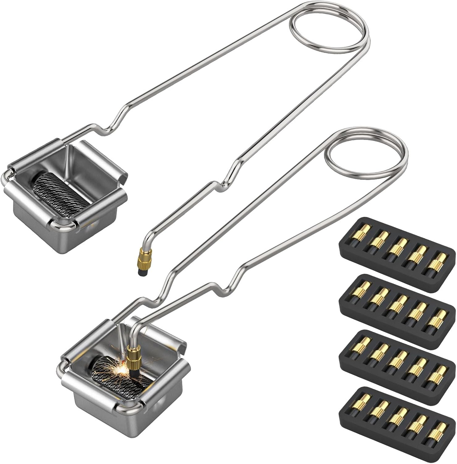 Single Flint Striker Spark Lighter, 2PCS Flint Torch Igniter with 20 Extra Flint Refills, for Welding, Brazing, and Soldering(2 Square Flint Strikers + 20 Replacement Flints)