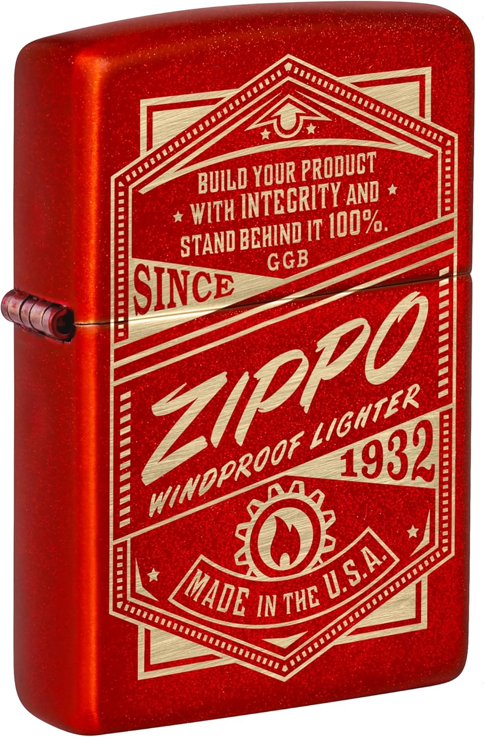 Zippo It Works Design Metallic Red Pocket Lighter