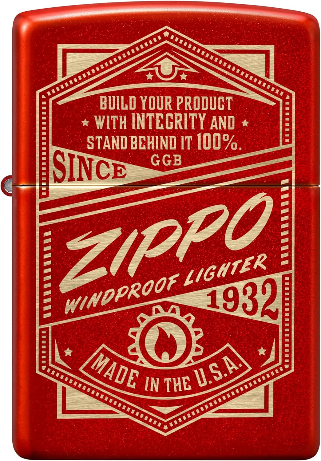 Zippo It Works Design Metallic Red Pocket Lighter