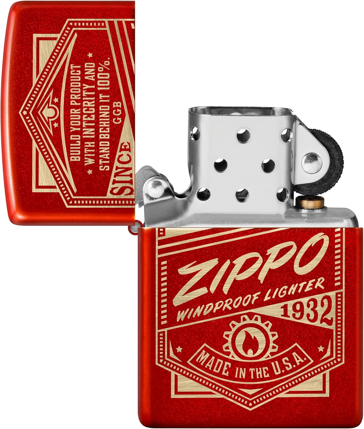 Zippo It Works Design Metallic Red Pocket Lighter