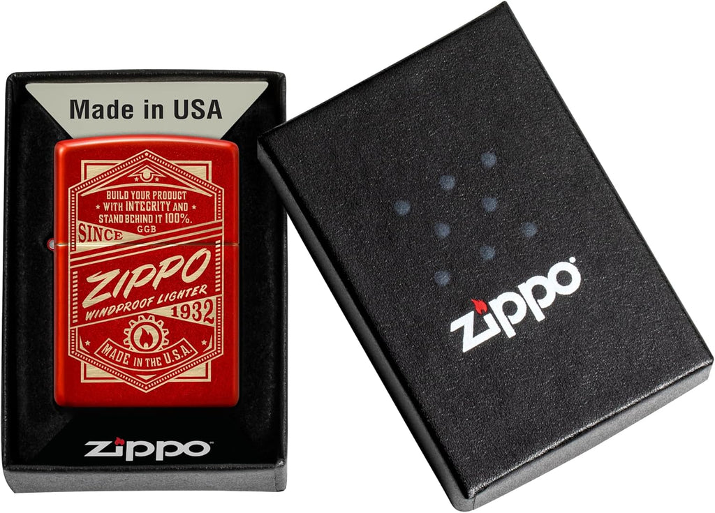 Zippo It Works Design Metallic Red Pocket Lighter